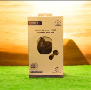 Ronin R-7025 Bluetooth Earbuds box with premium dual-tone design placed on grass background