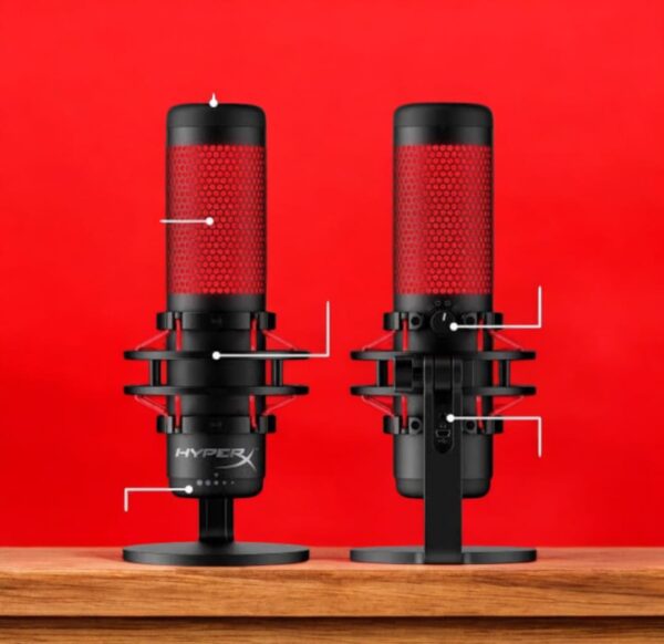 HyperX QuadCast S RGB USB Condenser Microphone with Shock Mount and Tap-to-Mute Sensor for Streaming and Podcasting