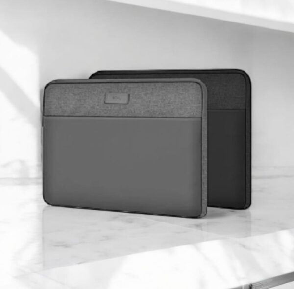 Premium PU leather and fabric laptop sleeve for 13 to 15.6 inch laptops – waterproof and shockproof