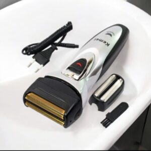 Kemei Rechargeable Electric Foil Shaver with Dual Blade and Accessories for Men