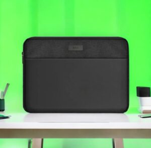 Premium PU leather and fabric laptop sleeve for 13 to 15.6 inch laptops – waterproof and shockproof