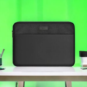 Premium PU leather and fabric laptop sleeve for 13 to 15.6 inch laptops – waterproof and shockproof