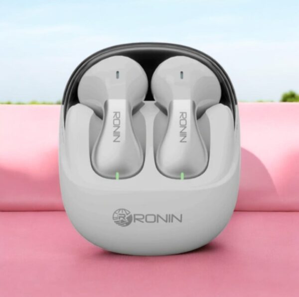 Ronin R-7025 Bluetooth Earbuds box with premium dual-tone design placed on grass background