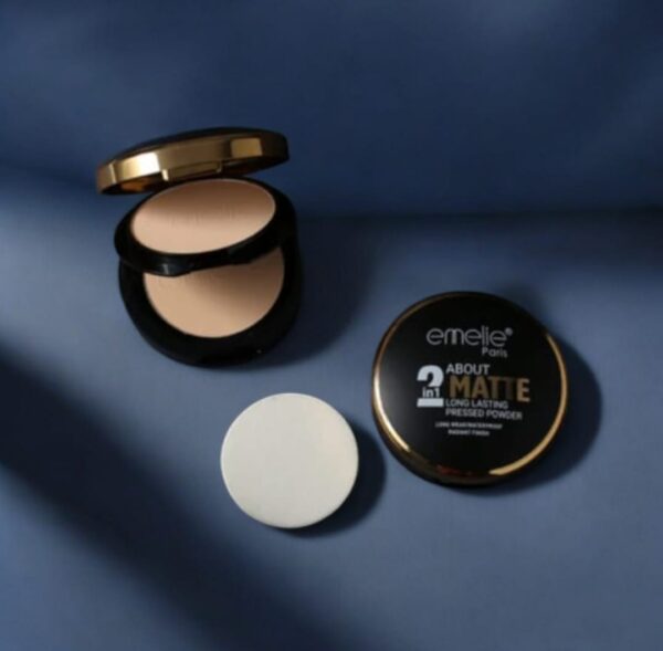Emelie Paris 2 in 1 Matte Long Lasting Pressed Powder – Oil Control Face Compact