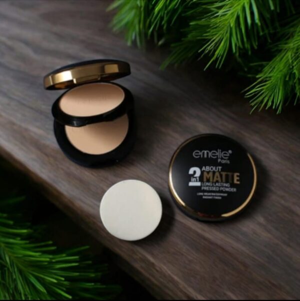 Emelie Paris 2 in 1 Matte Long Lasting Pressed Powder – Oil Control Face Compact