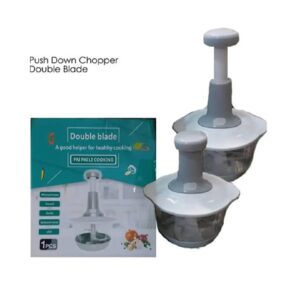 Push Down Manual Food Chopper with Double Blades for Garlic and Meat