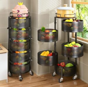 5-Tier Rotating Kitchen Shelf for Fruit and Vegetable Storage